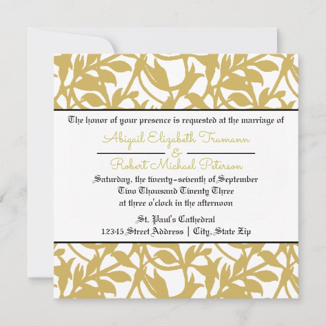 Mid-Century Modern Gold Leaf - Wedding Invitation (Front)