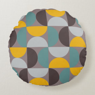 Mid-Century Modern Gold Moon Horizon Round Pillow
