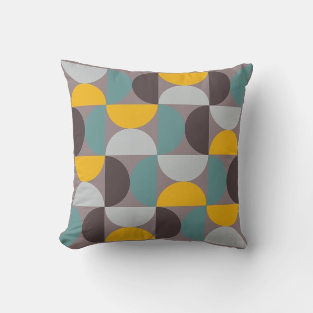 Mid-Century Modern Gold Moon Horizon   Throw Pillow (Front)