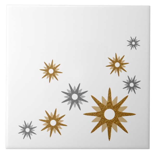 Mid-Century Modern Gold & Silver Tile (Front)