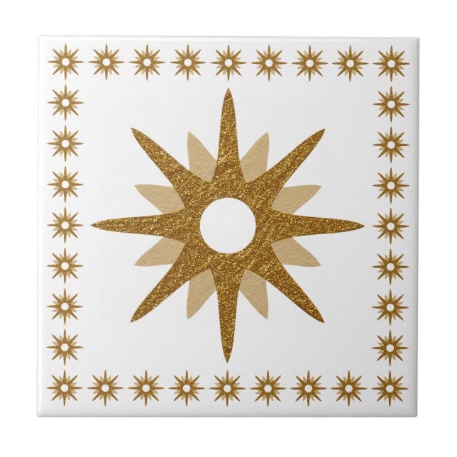 Mid-Century Modern Gold Starburst Design Tile (Front)