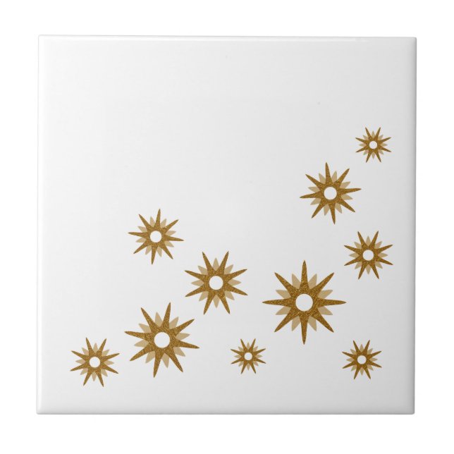 Mid-Century Modern Gold Starburst Design Tile (Front)
