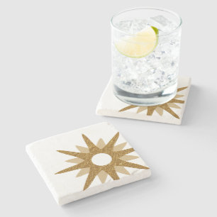 Mid-Century Modern Gold Starburst Off-Set Stone Coaster