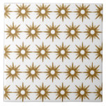 Mid-Century Modern Gold Starburst Pattern Large Tile<br><div class="desc">Mid-century modern inspired design featuring vintage pattern of retro gold starbursts on a white background. Simple, clean modern design. Create your own custom pattern by uploading a new image, or use the "message" button to contact the designer for help. To create your own patterned design: 1. Select personalize this template....</div>