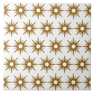 Mid-Century Modern Gold Starburst Pattern Large Tile