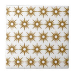 Mid-Century Modern Gold Starburst Pattern Tile<br><div class="desc">Mid-century modern inspired design featuring vintage pattern of retro gold starbursts on a white background. Simple, clean modern design. Create your own custom pattern by uploading a new image, or use the "message" button to contact the designer for help. To create your own patterned design: 1. Select personalize this template....</div>