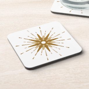 Mid-Century Modern Gold Starburst Plastic Coaster