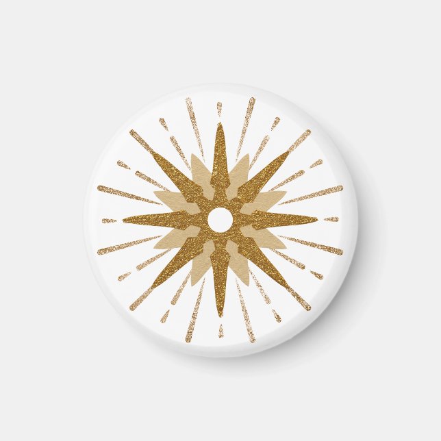 Mid-Century Modern Gold Starburst Round Magnet (Front)