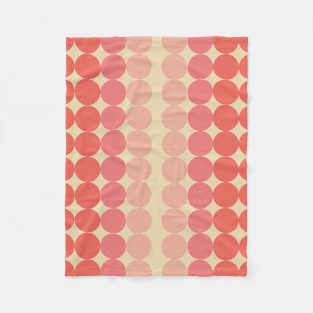 Mid Century Modern Grapefruit Ellipse Fleece Blanket (Front)