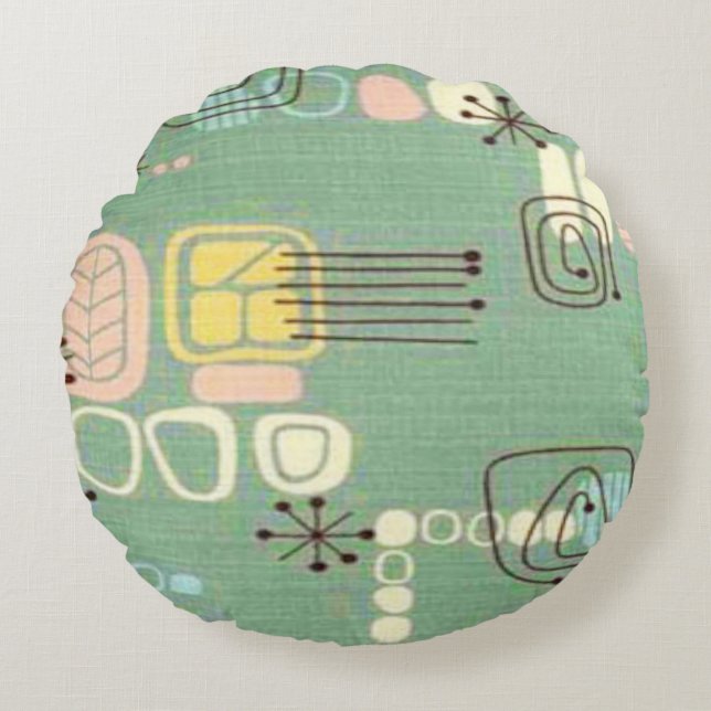 Mid Century Modern Graphic Design Round Pillow (Front)
