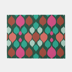 Mid Century Modern Green Geometric  Doormat