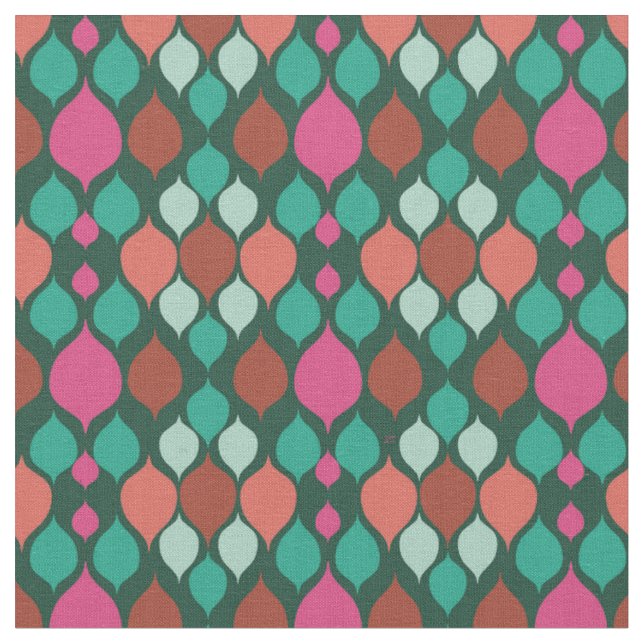 Mid Century Modern Green Geometric Fabric (Close Up)