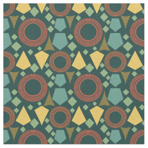 Mid Century Modern Green Geometric  Fabric