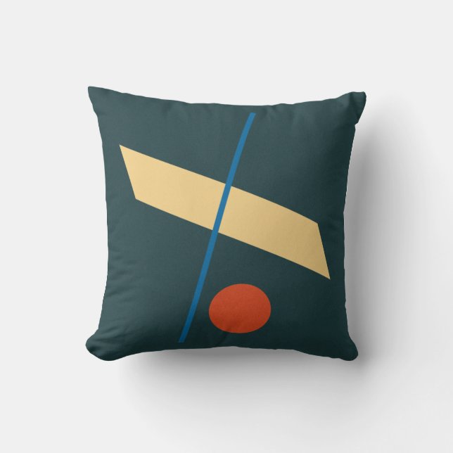 Mid Century Modern Green Geometric Shapes Throw Pillow (Front)