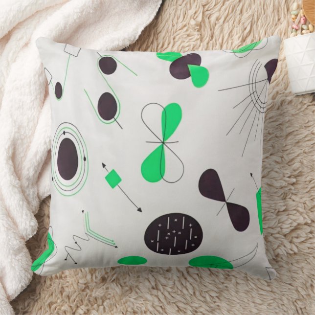 Mid Century Modern Green Physics  Throw Pillow (Blanket)