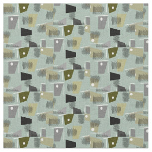 Mid-Century Modern Green Rectangles Fabric