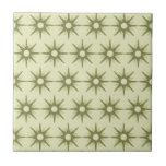 Mid-Century Modern Green Starburst Pattern Tile<br><div class="desc">Mid-century modern inspired design featuring vintage pattern of retro green starbursts on a lighter green background. Simple, clean modern design. Create your own custom pattern by uploading a new image, or use the "message" button to contact the designer for help. To create your own patterned design: 1. Select personalize this...</div>