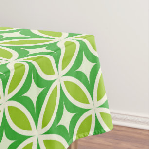 Mid Century Modern Green Starbursts on circles Tablecloth