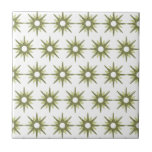 Mid-Century Modern Green & White Starburst Pattern Tile<br><div class="desc">Mid-century modern inspired design featuring vintage pattern of retro green starbursts on a white background. Simple, clean modern design. Create your own custom pattern by uploading a new image, or use the "message" button to contact the designer for help. To create your own patterned design: 1. Select personalize this template....</div>
