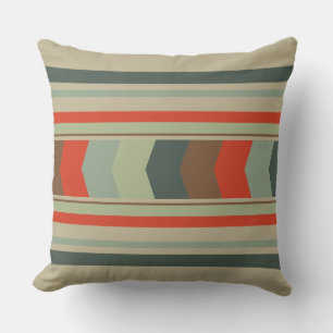 Mid-Century Modern Greens and orange Throw Pillow