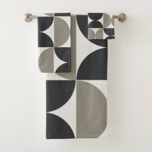 Mid-Century Modern Grey and Gunmetal Bath Towel Set