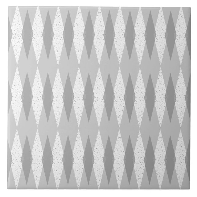 Mid Century Modern Grey Argyle Ceramic Tile (Front)