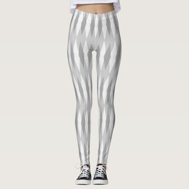 Mid Century Modern Grey Argyle Leggings (Front)