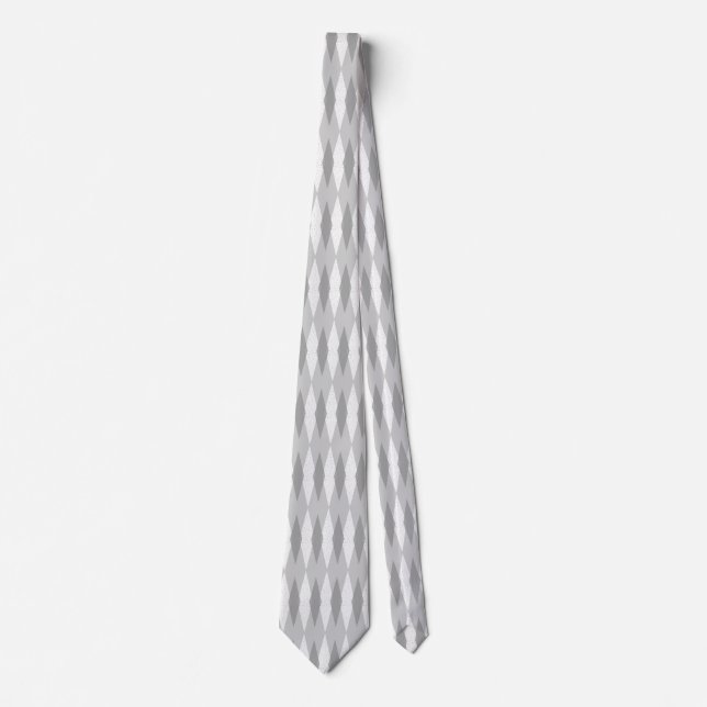 Mid Century Modern Grey Argyle Necktie (Front)