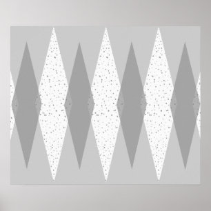 Mid Century Modern Grey Argyle Poster