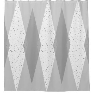 Mid Century Modern Grey Argyle Shower Curtain