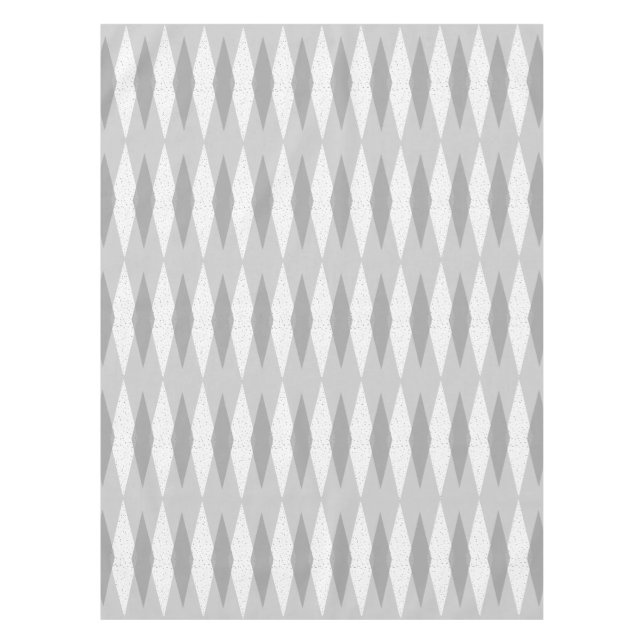 Mid Century Modern Grey Argyle Tablecloth (Front)