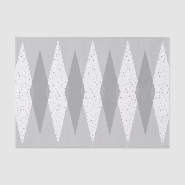 Mid Century Modern Grey Argyle Tissue Paper (Front)