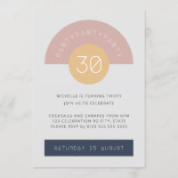 Mid Century Modern Grey Pink Geo 30th Birthday