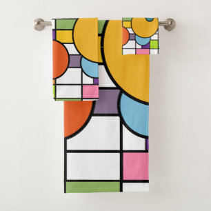 Mid-Century Modern Grid  Bath Towel Set
