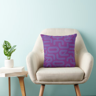 Mid-Century Modern Groovy Purple Geometric Throw Pillow