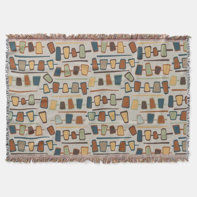 Mid Century Modern Groovy Throw Blanket (Front)