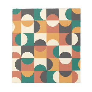 Mid Century Modern Half circles green and orange Notepad
