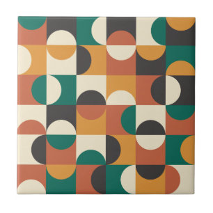 Mid Century Modern Half circles green and orange Tile