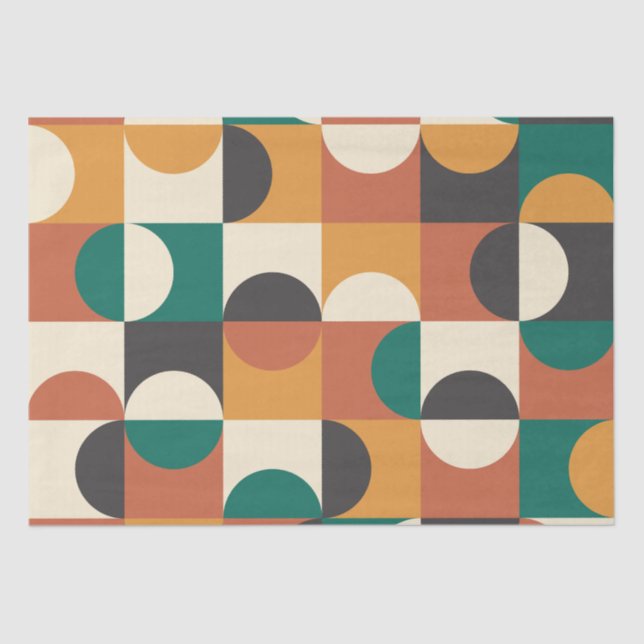 Mid Century Modern Half circles green and orange Tissue Paper (Front)