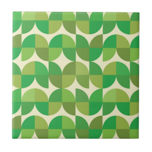 Mid Century Modern half circles pattern green  Tile