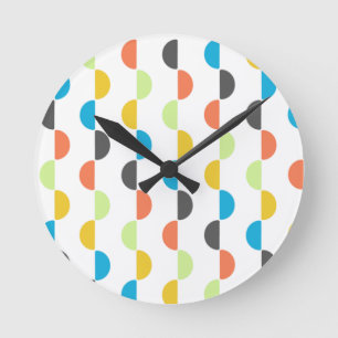 Mid-century Modern Half Circles  Round Clock
