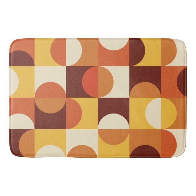 Mid Century Modern Half circles  yellow and orange Bath Mat (Front)