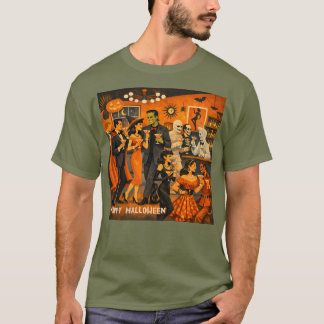Mid Century Modern Halloween Martini Party T-Shirt