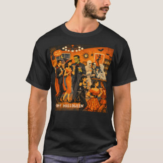 Mid Century Modern Halloween Martini Party T-Shirt