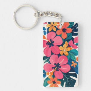 Mid century modern hawaii boho art keychain