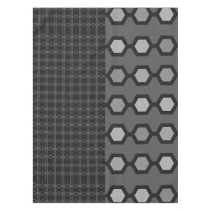 Mid Century Modern Hexagons Black Grey Tablecloth