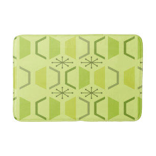 Mid Century Modern Hexagons Chartreuse Bath Mat