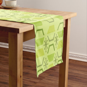 Mid Century Modern Hexagons Chartreuse Short Table Runner