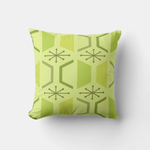 Mid Century Modern Hexagons Chartreuse Throw Pillow