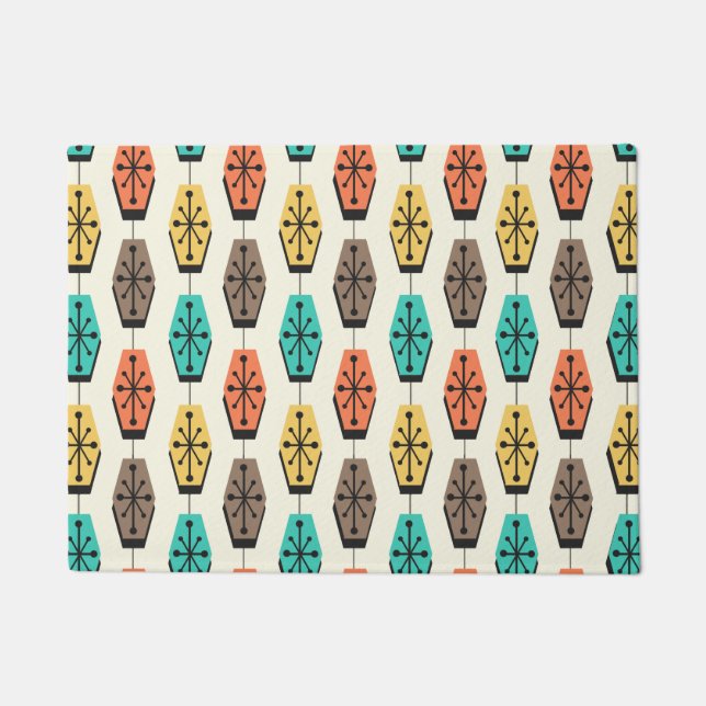 Mid Century Modern Hexagons Colourful Doormat (Front)